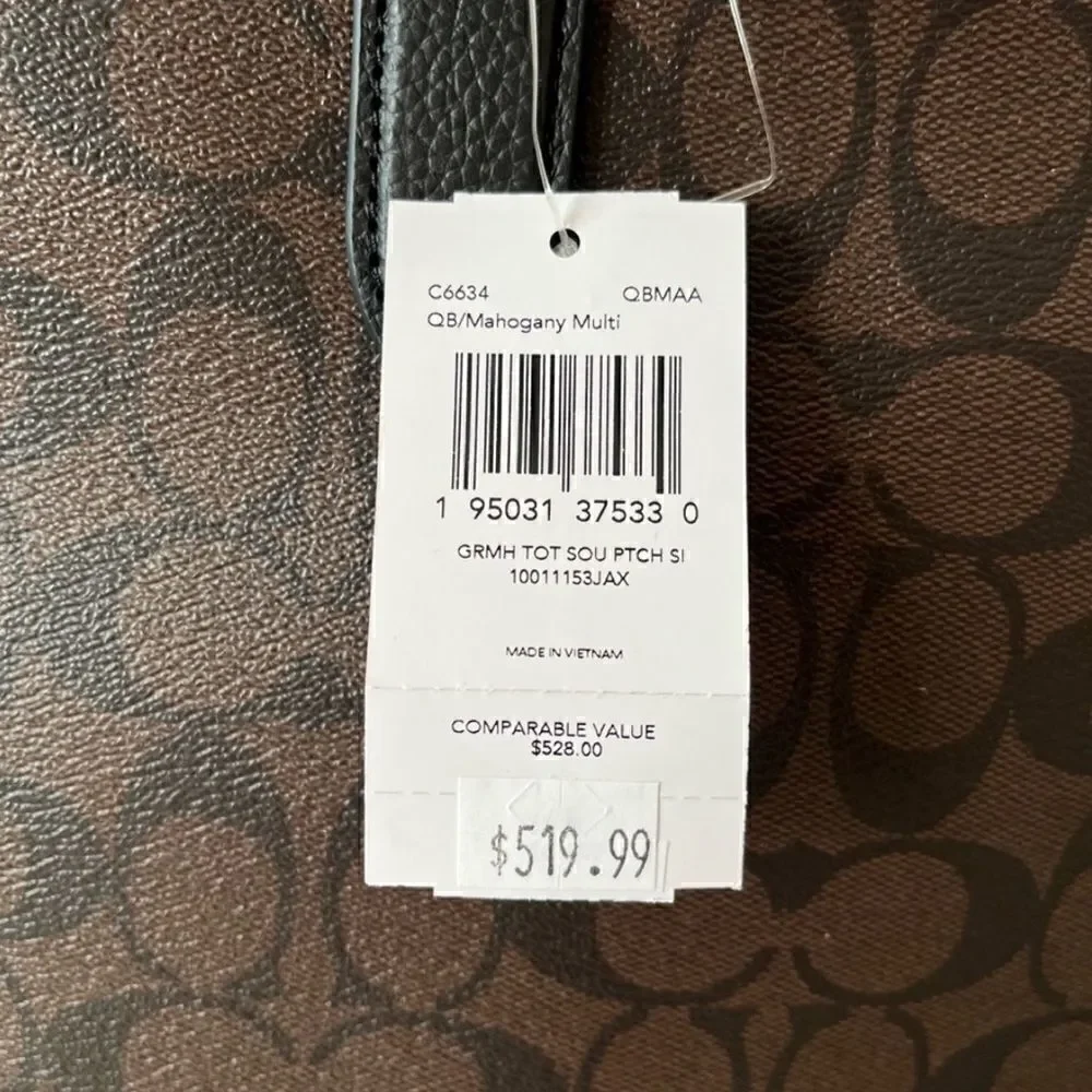 🔥🎁NEW! Coach Graham Tote Handbag Apple Patch Mahoganny Msrp:$528.00